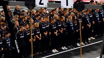 CrossFit athletes observe a moment of silence for Serbian athlete Lazar Dukic