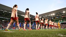 Canada's women's soccer team takes the field against France in the Paris Olympics